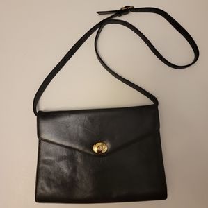 Vintage Black Leather Clutch Crossbody  bag